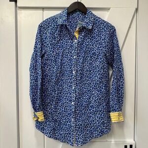 J. McLaughlin Womens Lois Blouse Size XS Button Down Shirt White Blue Yellow NEW